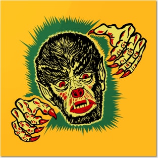 Vintage wolfman/werewolf halloween art Posters and Art